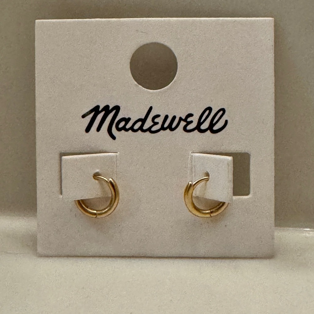 Skinny Huggie Hoop Earrings - Gold, Sterling Silver posts, Madewell, ND294